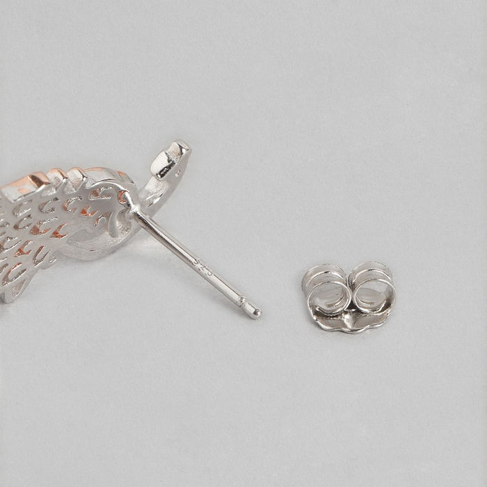 Peacock Rose Gold 925 Sterling Silver Stud Earrings