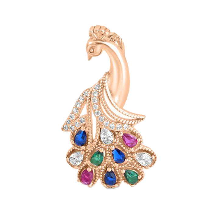 Peacock Rose Gold Plated 925 Sterling Silver Pendant