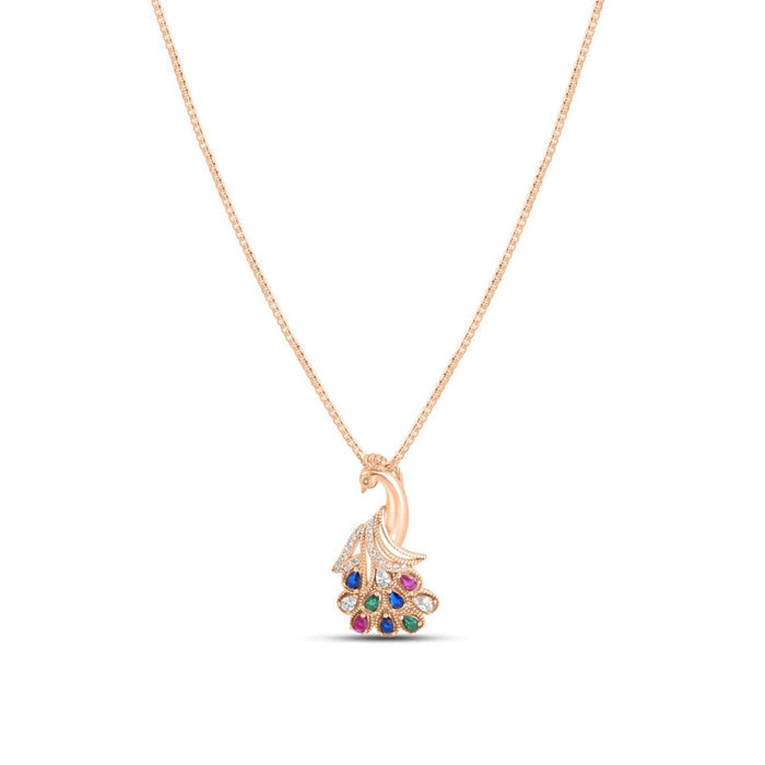 Peacock Rose Gold Plated 925 Sterling Silver Pendant