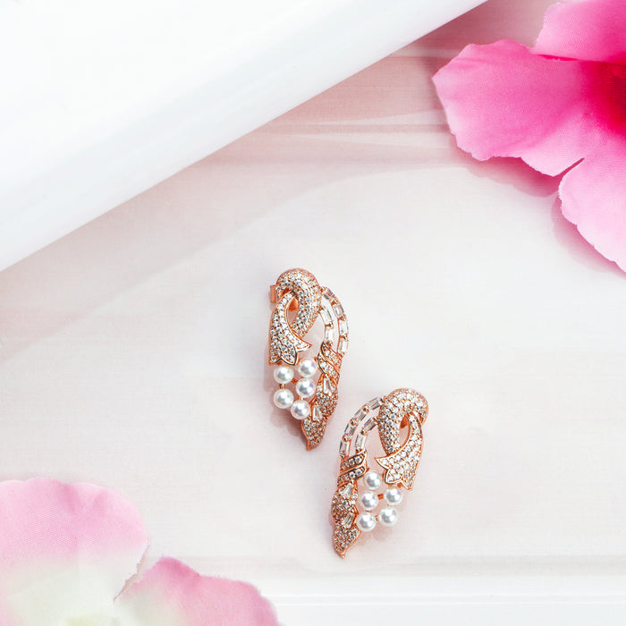 Peacock Splendor 925 Sterling Silver Rose Gold-Plated Earring