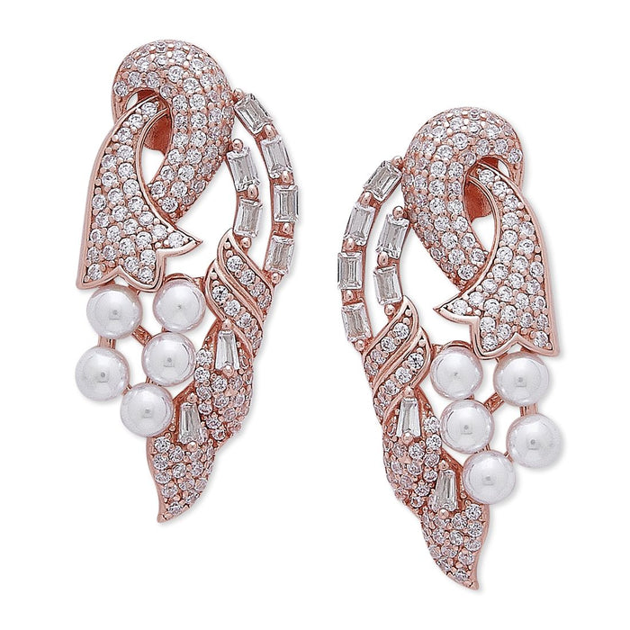 Peacock Splendor 925 Sterling Silver Rose Gold-Plated Earring