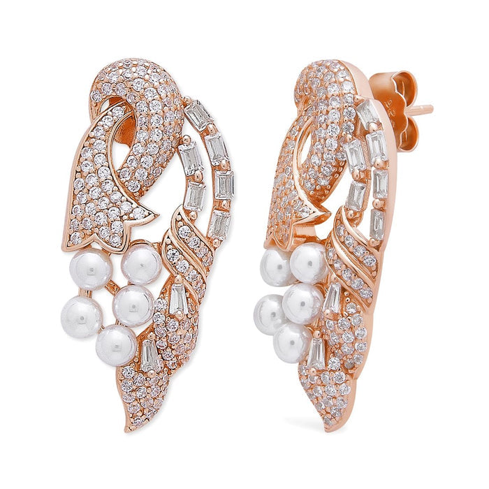 Peacock Splendor Elegance Rose Gold-Plated 925 Sterling Silver Jewelry Set