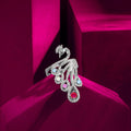 Peacock’s Wings of Wonder Rhodium Plated Ring (Adjustable)