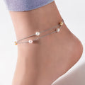 Pearl 925 Sterling Silver Chained Anklet in Rhodium Plating