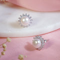 Pearl and CZ Delight Rhodium Plated CZ 925 Sterling Silver Earrings