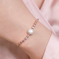 Pearl and CZ Ensemble Rose Gold 925 Sterling Silver Bracelet