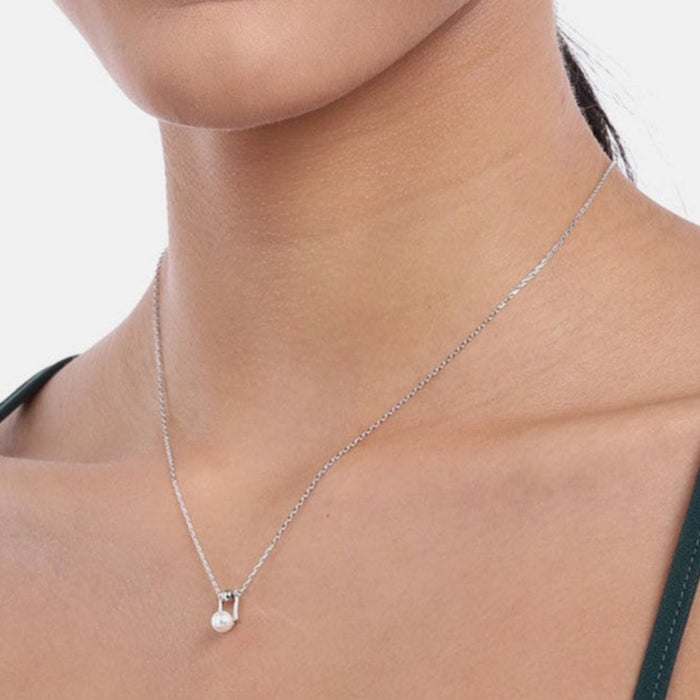 Pearl & Bead Rhodium Plated 925 Silver Necklace
