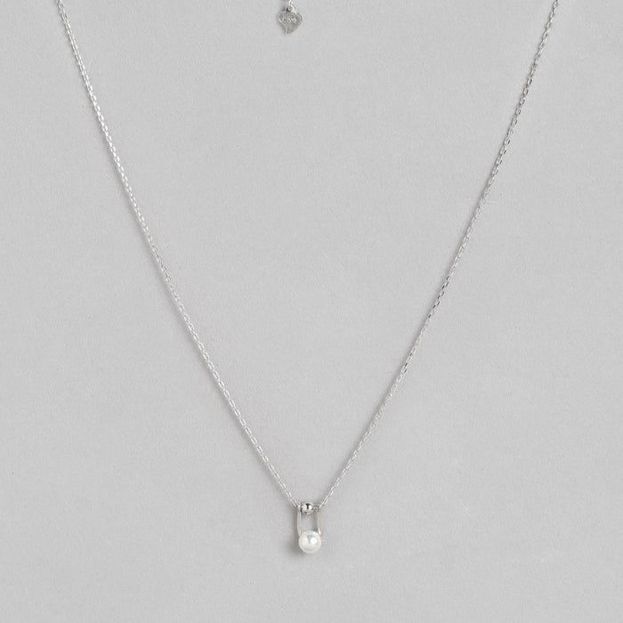 Pearl & Bead Rhodium Plated 925 Silver Necklace