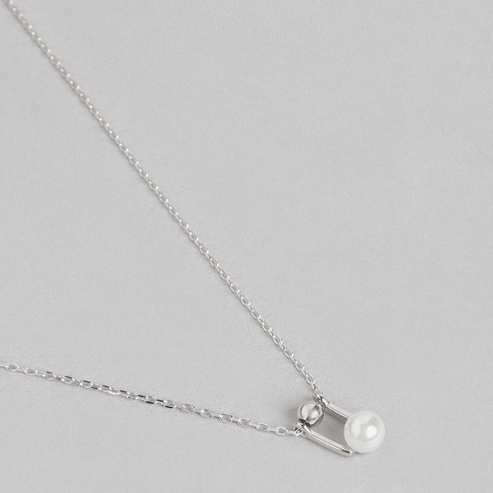 Pearl & Bead Rhodium Plated 925 Silver Necklace