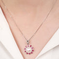 Pearl Blossom Radiance Rhodium-Plated 925 Sterling Silver Necklace