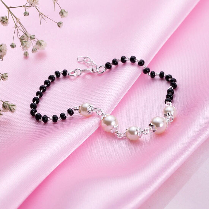 Pearl Blossoms 925 Sterling Silver Bracelet with Pearl and Beads