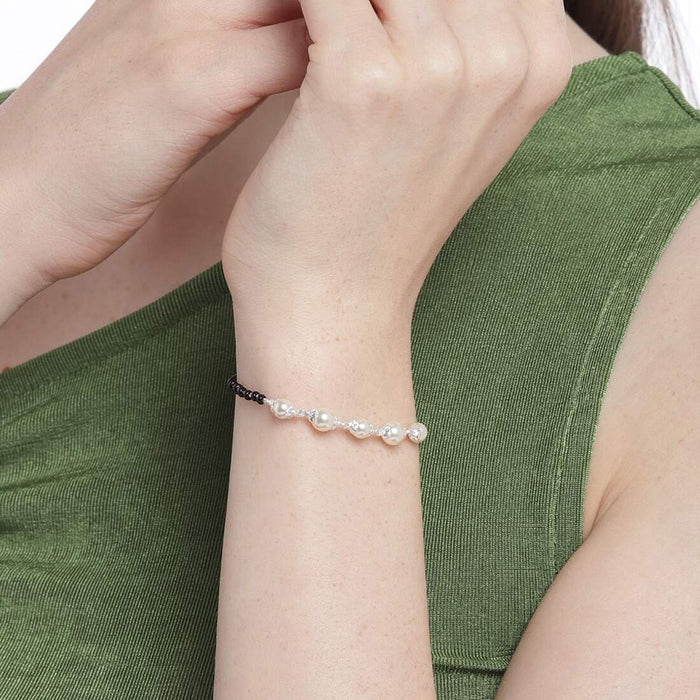 Pearl Blossoms 925 Sterling Silver Bracelet with Pearl and Beads