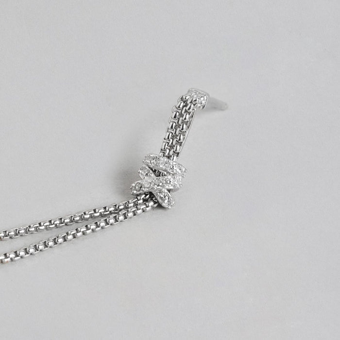 Pearl Cascade Elegance Rhodium-Plated 925 Sterling Silver Box Chain Earrings