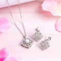 Pearl-CZ Blossom Harmony Rhodium-Plated 925 Sterling Silver Jewelry Set