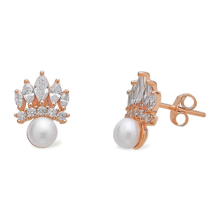 Pearl-CZ Radiance Rose gold Plated 925 Sterling Silver Jewelry Set