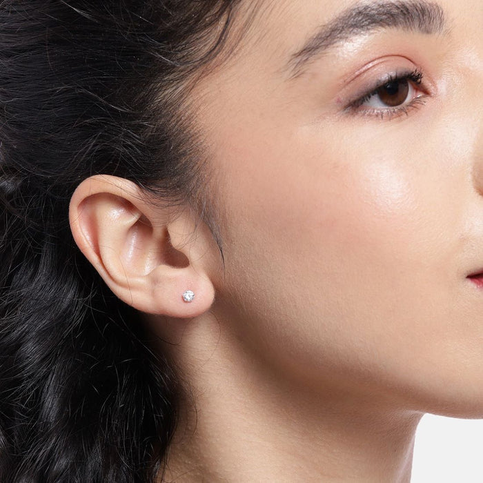 Pearl-CZ Rhodium Plated 925 Sterling Silver Studs Combo