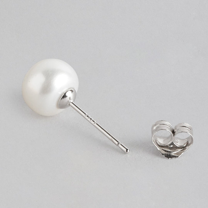Pearl-CZ Rhodium Plated 925 Sterling Silver Studs Combo
