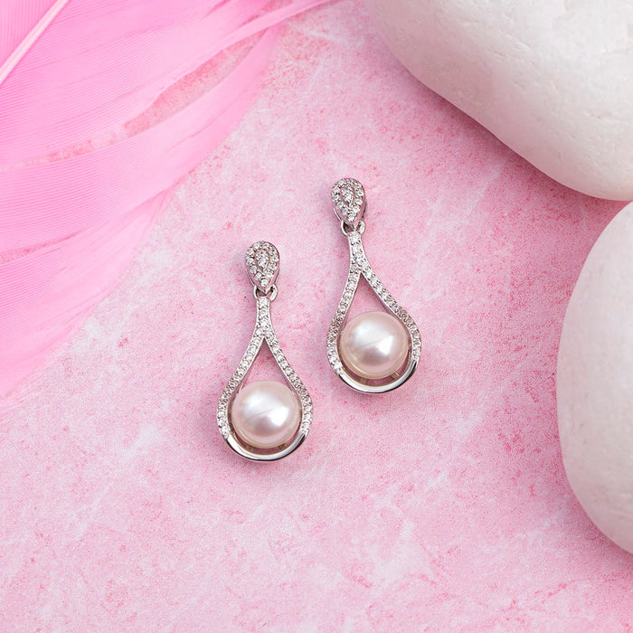 Pearl Drop Rhodium Plated 925 Sterling Silver Earring