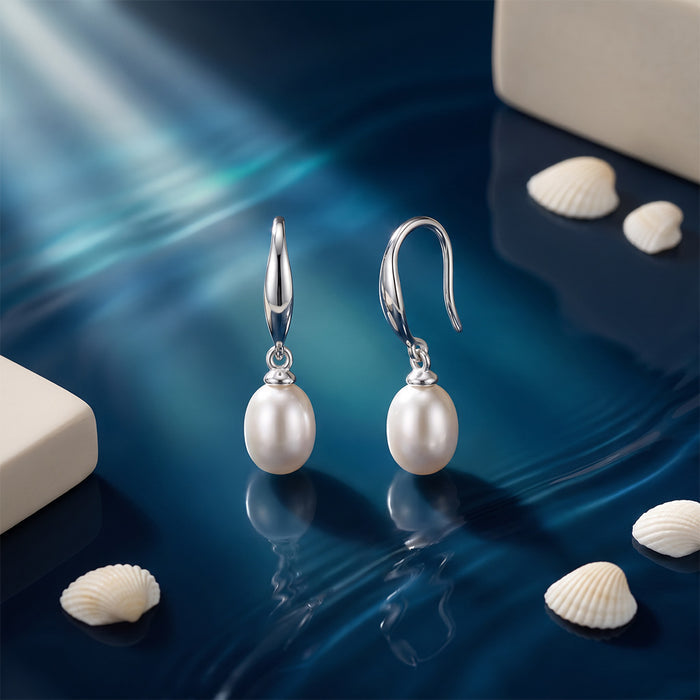 Pearl Drop Rhodium Plated 925 Sterling Silver Earrings
