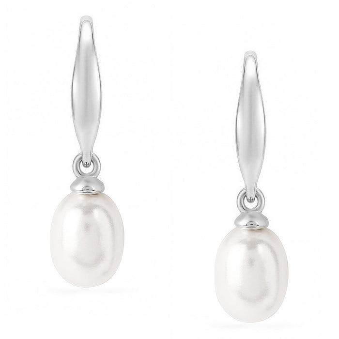 Pearl Drop Rhodium Plated 925 Sterling Silver Earrings
