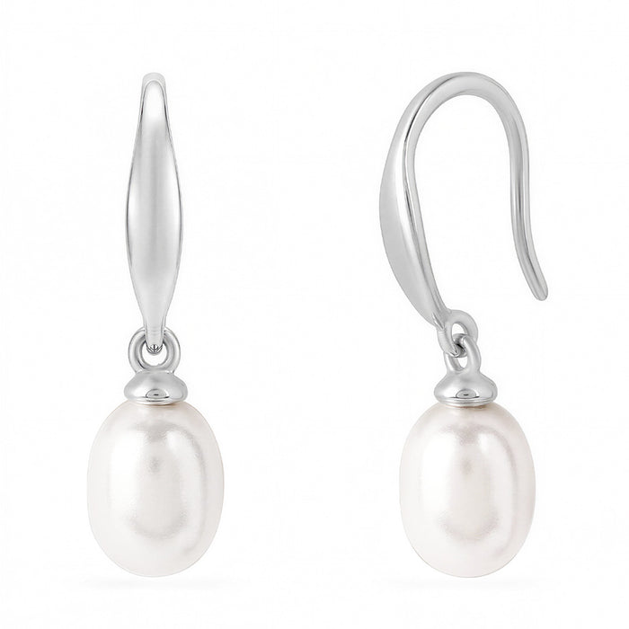 Pearl Drop Rhodium Plated 925 Sterling Silver Earrings