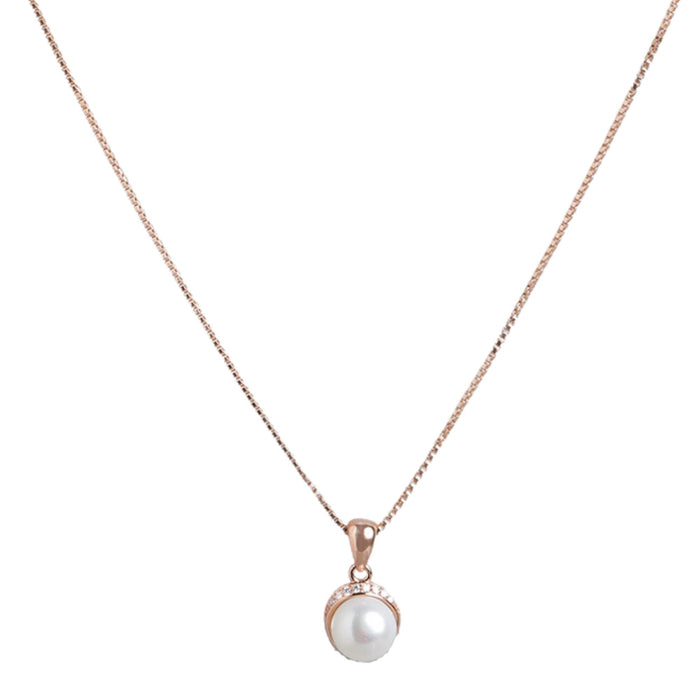 Pearl Drops of Elegance Rose Gold 925 Sterling Silver Pendant with Chain