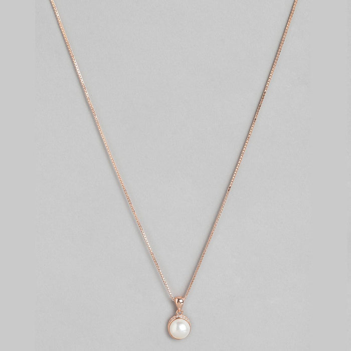 Pearl Drops of Elegance Rose Gold 925 Sterling Silver Pendant with Chain