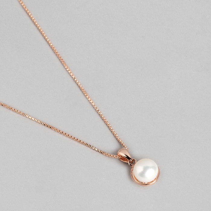 Pearl Drops of Elegance Rose Gold 925 Sterling Silver Pendant with Chain