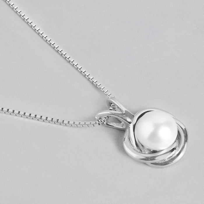 Pearl Elegance Radiance Rhodium-Plated 925 Sterling Silver Jewelry Set