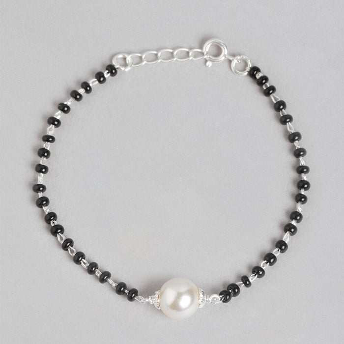 Pearl Elegance Rhodium-Plated 925 Sterling Silver Pearl Bracelet