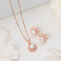 Pearl Elegance Rose Gold-Plated CZ & Pearl 925 Sterling Silver Set