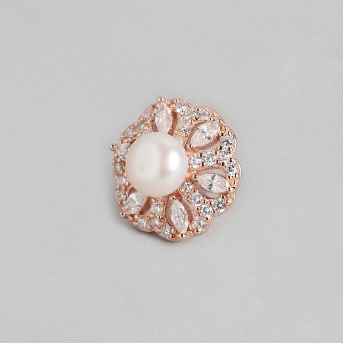 Pearl Elegance Rose Gold-Plated CZ & Pearl 925 Sterling Silver Set