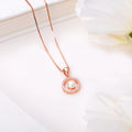 Pearl Embrace Rose Gold-Plated 925 Sterling Silver Circle Pendant with Chain