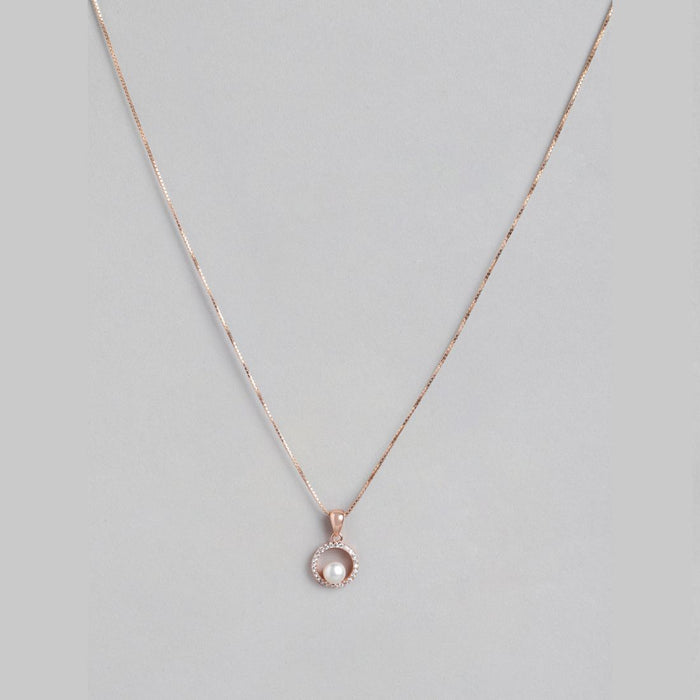 Pearl Embrace Rose Gold-Plated 925 Sterling Silver Circle Pendant with Chain