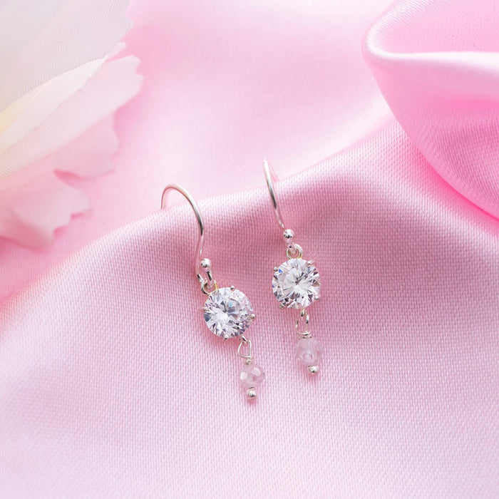 Pearl Harmony Rhodium Plated 925 Sterling Silver Circle Earrings with CZ