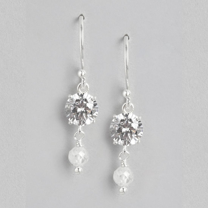 Pearl Harmony Rhodium Plated 925 Sterling Silver Circle Earrings with CZ