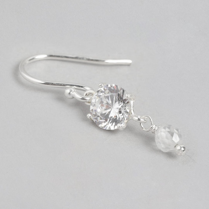 Pearl Harmony Rhodium Plated 925 Sterling Silver Circle Earrings with CZ