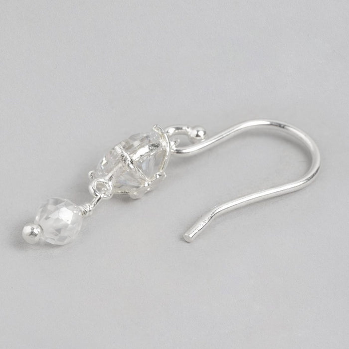 Pearl Harmony Rhodium Plated 925 Sterling Silver Circle Earrings with CZ