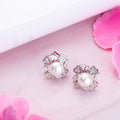 Pearl Heartbeat Rhodium Plated 925 Sterling Silver Stud Earring