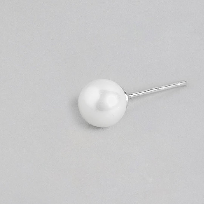 Pearl of the Sea Rhodium-Plated 925 Sterling Silver 2-Way Fish Tail Earrings