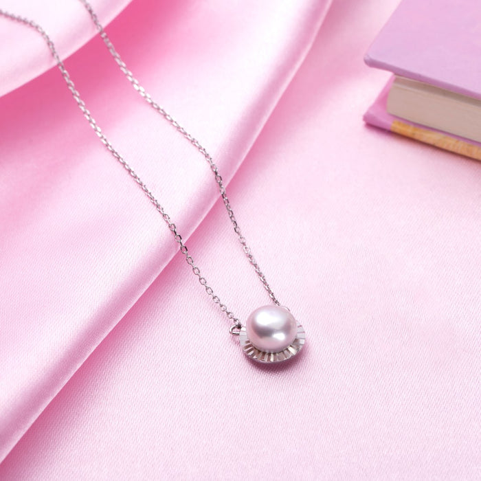 Pearl Petal Radiance Rhodium-Plated 925 Sterling Silver Necklace