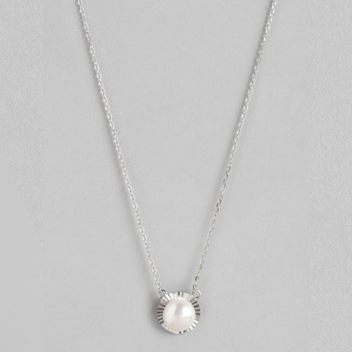 Pearl Petal Radiance Rhodium-Plated 925 Sterling Silver Necklace
