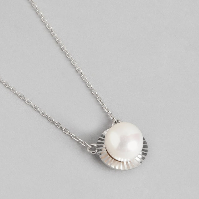 Pearl Petal Radiance Rhodium-Plated 925 Sterling Silver Necklace