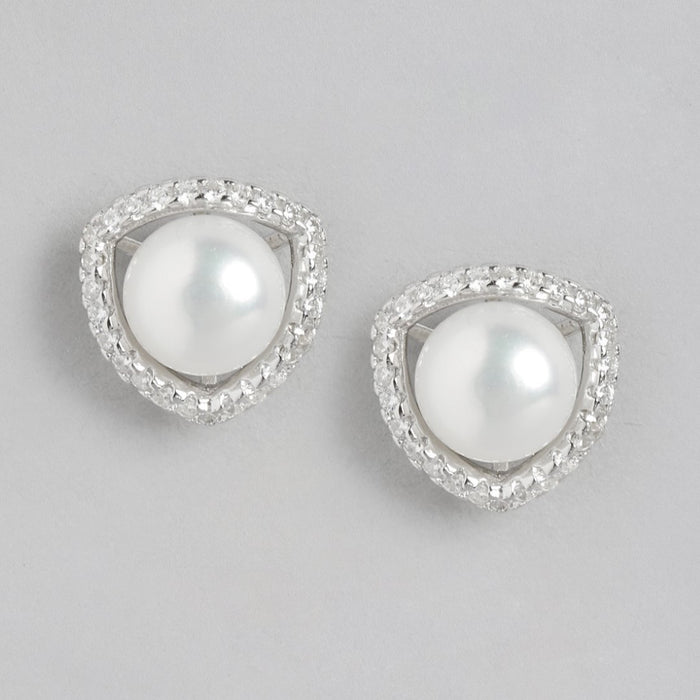 Pearl Radiance Harmony Rhodium-Plated 925 Sterling Silver Jewelry Set