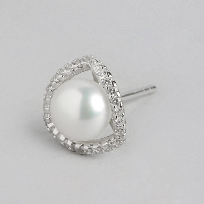 Pearl Radiance Harmony Rhodium-Plated 925 Sterling Silver Jewelry Set