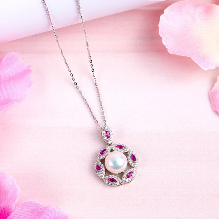 Pearl Radiance Harmony Rhodium-Plated 925 Sterling Silver Necklace
