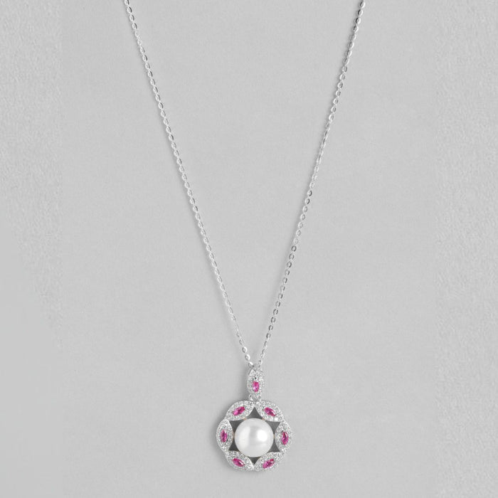 Pearl Radiance Harmony Rhodium-Plated 925 Sterling Silver Necklace