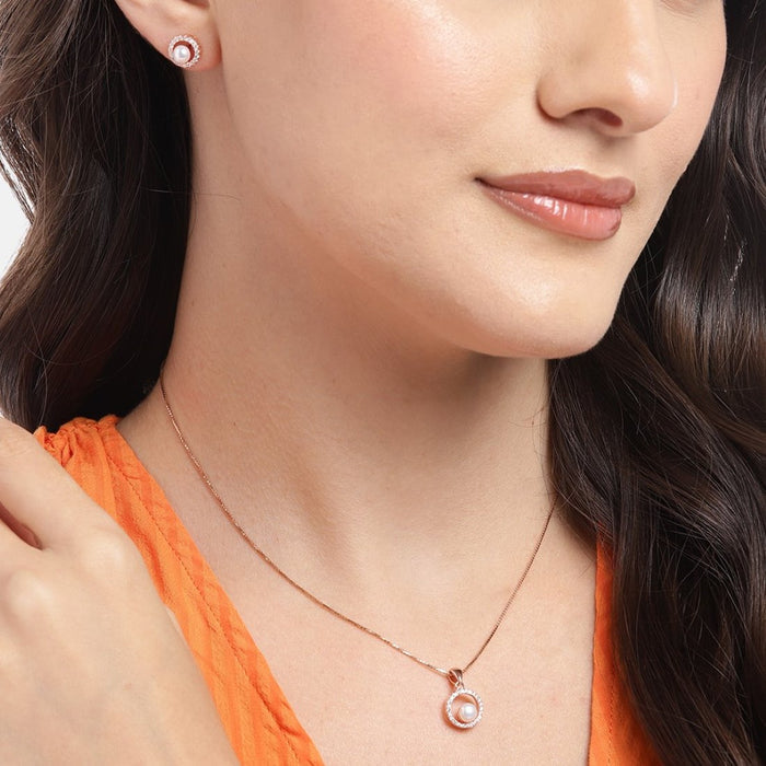 Pearl Radiance Rose gold 925 Sterling Silver Jewelry Set