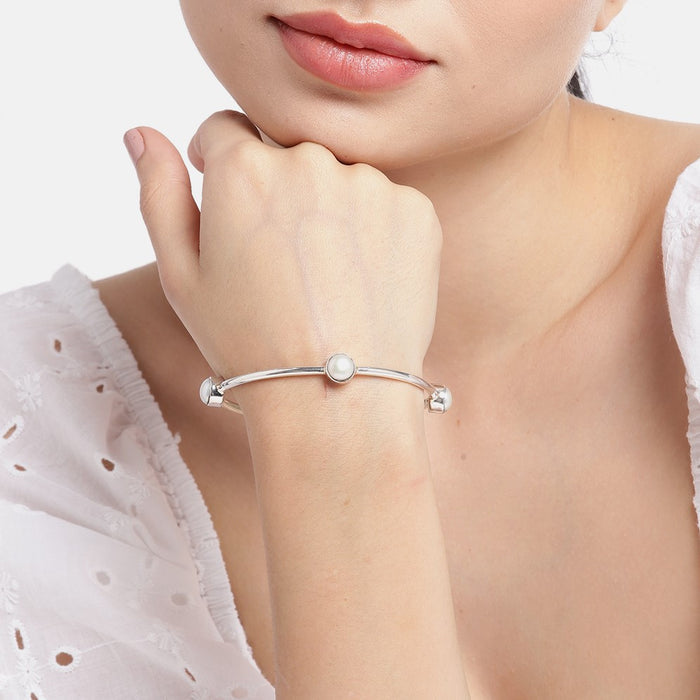 Pearl Rhodium Plated 925 Sterling Silver Bangle