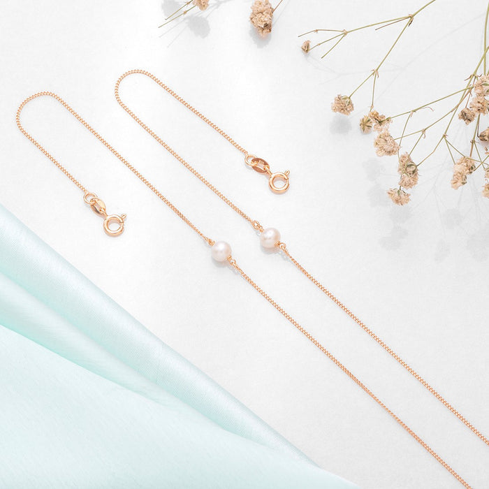 Pearl Rose Gold plated 925 Sterling Silver Anklets